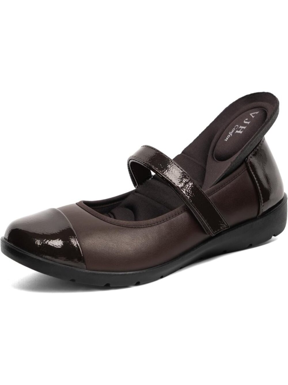 〽️Women's Mary Jane Flats Brown Faux Leather Comfortable Round Toe Arch Support